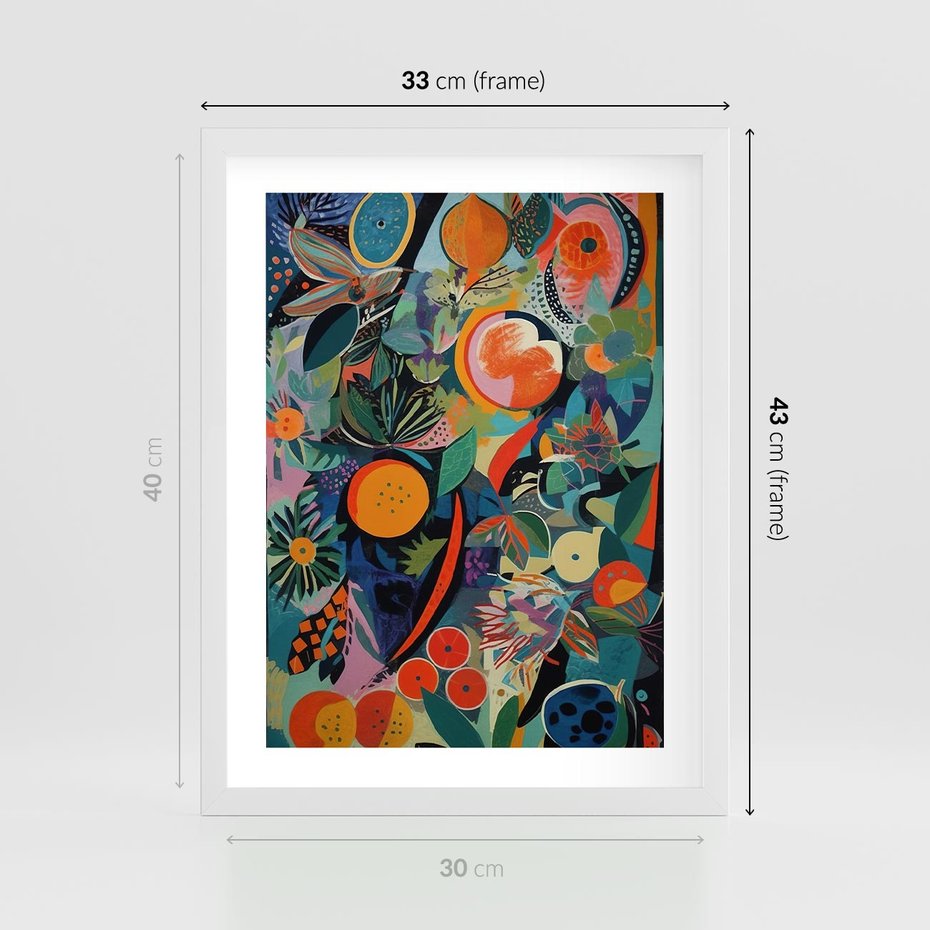 Plakat w ramie 30x40 - Echa Nietuzinkowych Wzorców - abstrakcyjny obraz olejny, jak picasso - rama biała