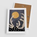 Plakat w ramie 50x70 - Tajemniczy Księżyc - nowoczesna sztuka, plakat - rama biała