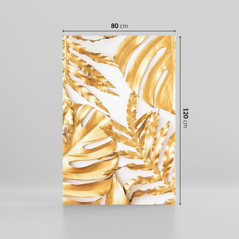 Obraz na płótnie 80x120 - Monstera Złote Liście - monstera, złote