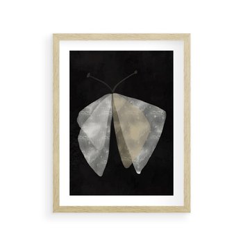 Plakat w ramie 50x70 - Obce Powidoki - abstrakcyjna ćma, mroczna atmosfera - rama drewno