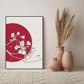 Obraz w ramie 50x70 - Esencja Zen - kwiatnąca wiśnia, orientalna grafika - rama czarna