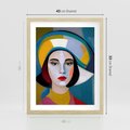 Plakat w ramie 40x50 - Kształtujące Widzenia - abstrakcyjny obraz olejny, portret twarzy kobiety - rama drewno