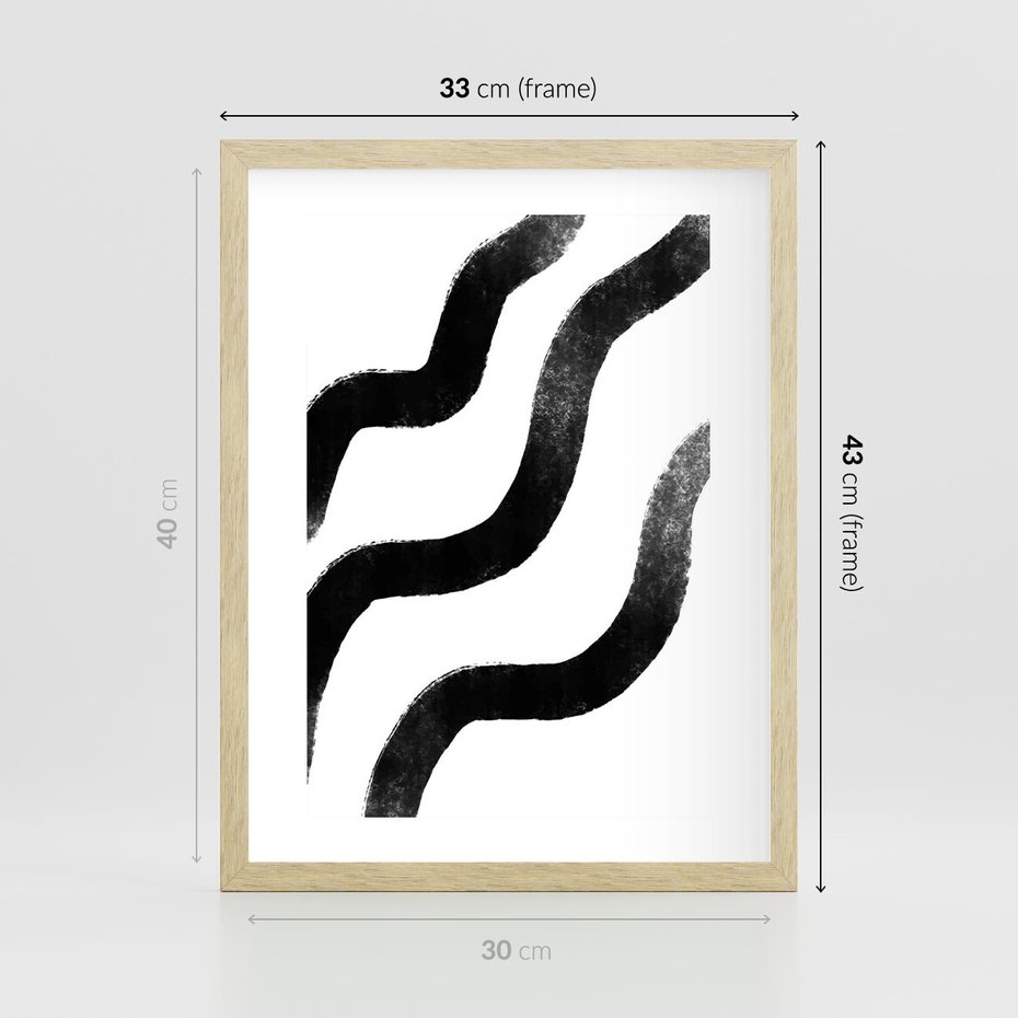 Plakat w ramie 30x40 - Wibracje Plam - abstrakcja, minimalizm - rama drewno