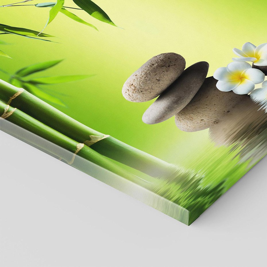 Obraz na płótnie 70x70 - Relaksacyjne SPA: Kamienie i bambus - SPA, kamienie