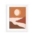 Plakat w ramie 40x50 - Sztuka Zachodu Słońca: Nowoczesna Sceneria - plakat, nowoczesna grafika - rama biała