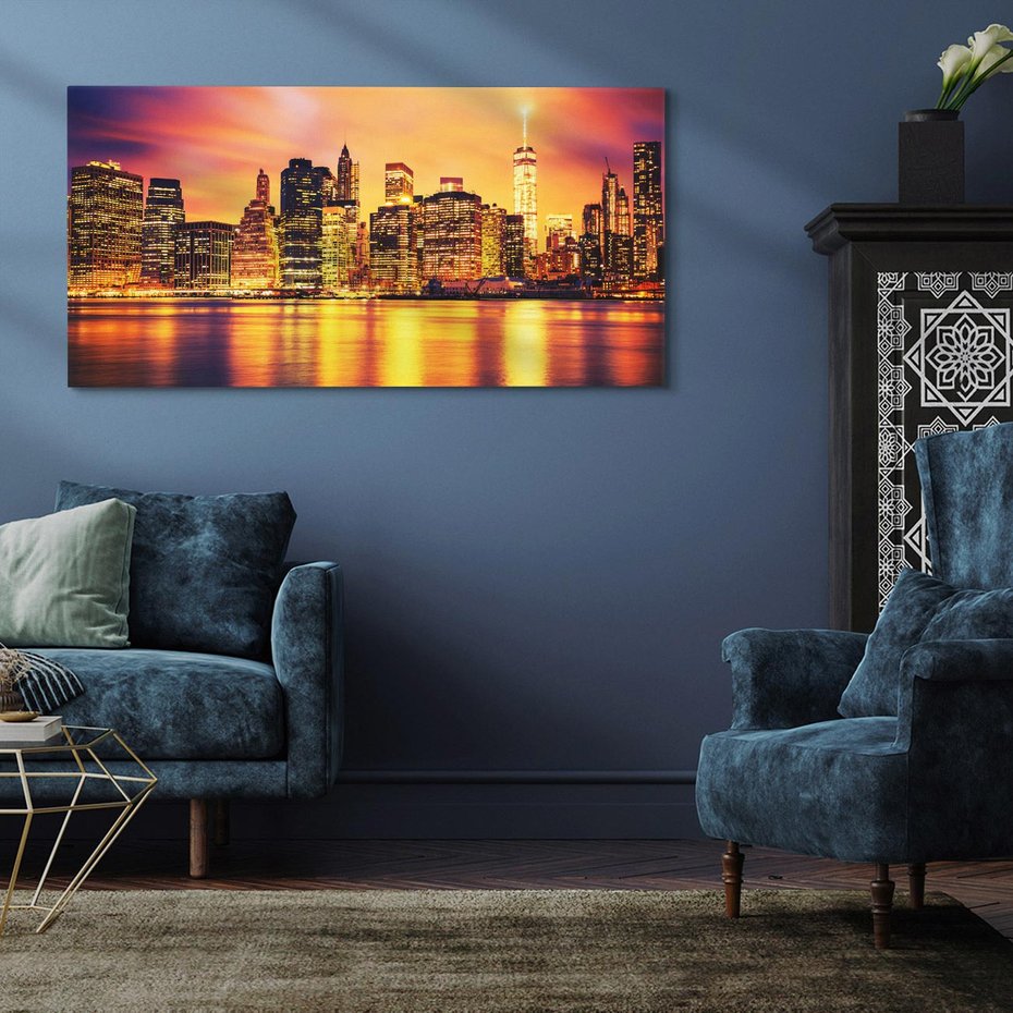 Obraz na płótnie 120x60 - Zachód słońca w Nowym Jorku - Nowy Jork, zachód