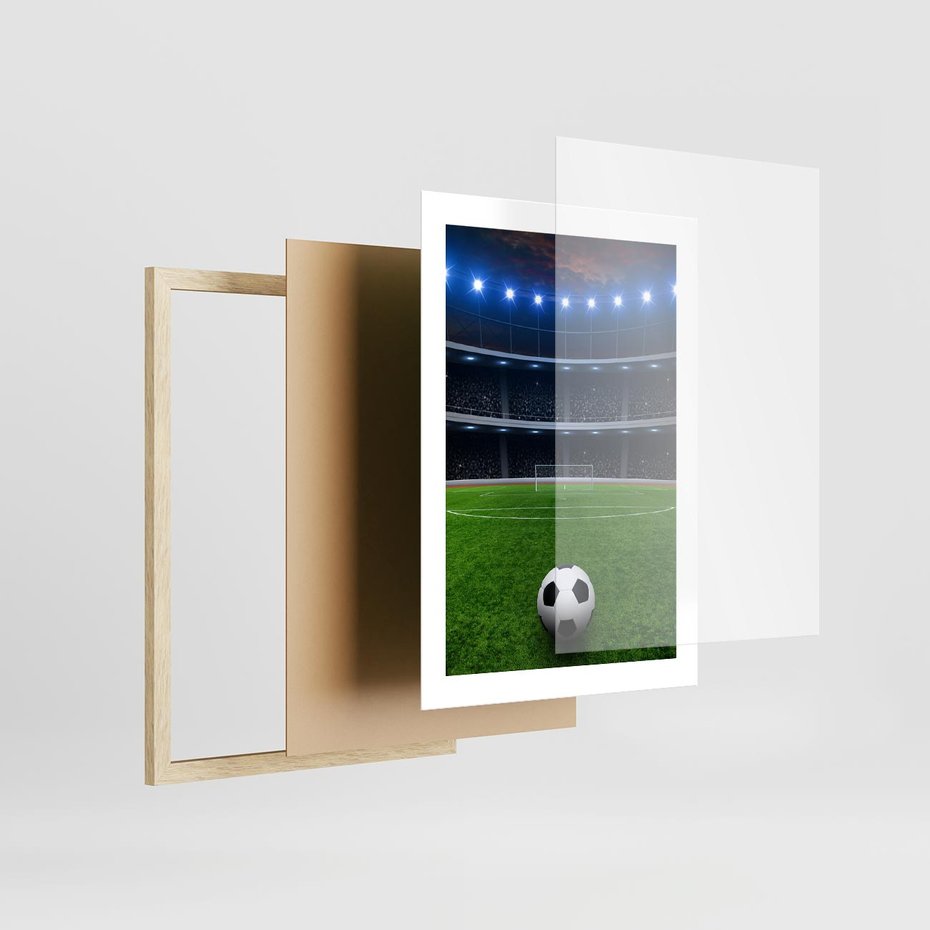 Plakat w ramie 30x40 - Piłka nożna - gol! - piłka nożna, gol - rama drewno