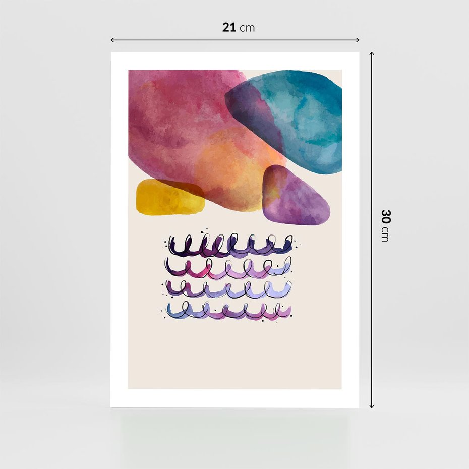 Plakat bez ramy 21x30 - Impresje Akwarelowej Przestrzeni - kolorowe pastelowe plamy, rozmyte żywe kolory