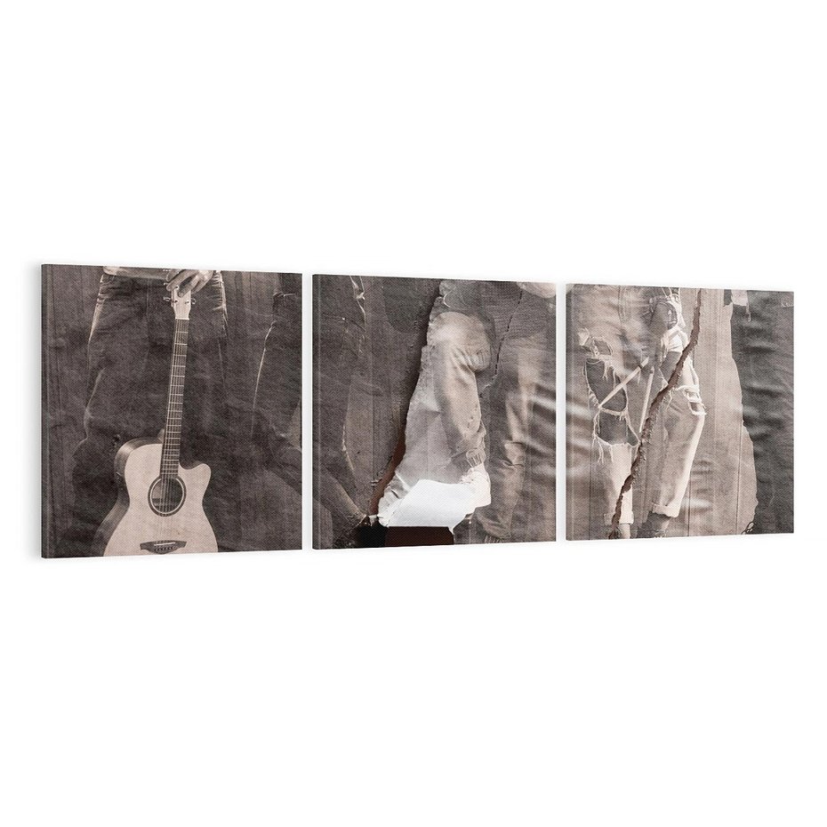 Obraz na płótnie 120x40 - Dźwięki Minionej Ery - postarzona fotografia retro, podarta fotografia