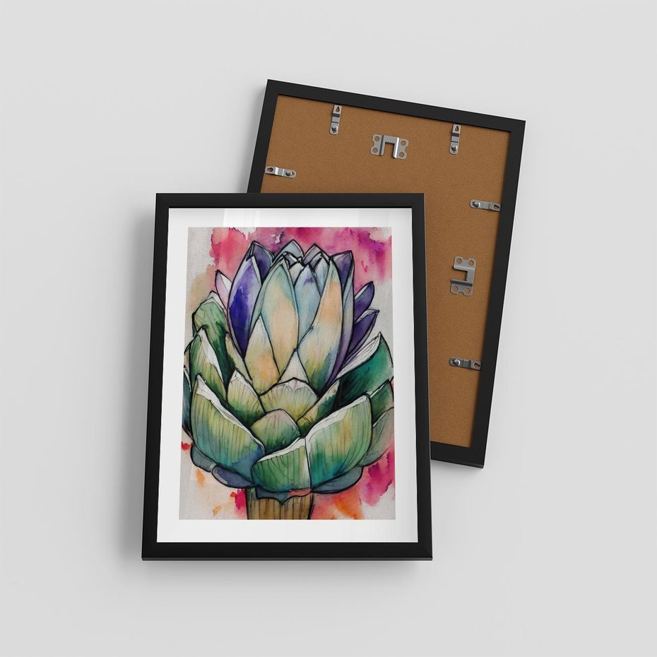 Plakat w ramie 30x40 - Estetyczna Roślina - abstrakcja, akwarela - rama czarna
