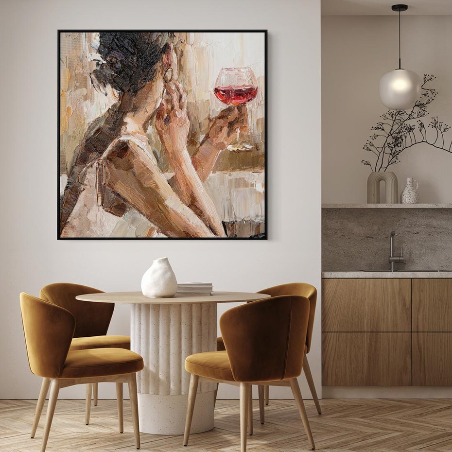 Obraz w ramie 50x50 - Wibracje - portret, kobieta - rama czarna