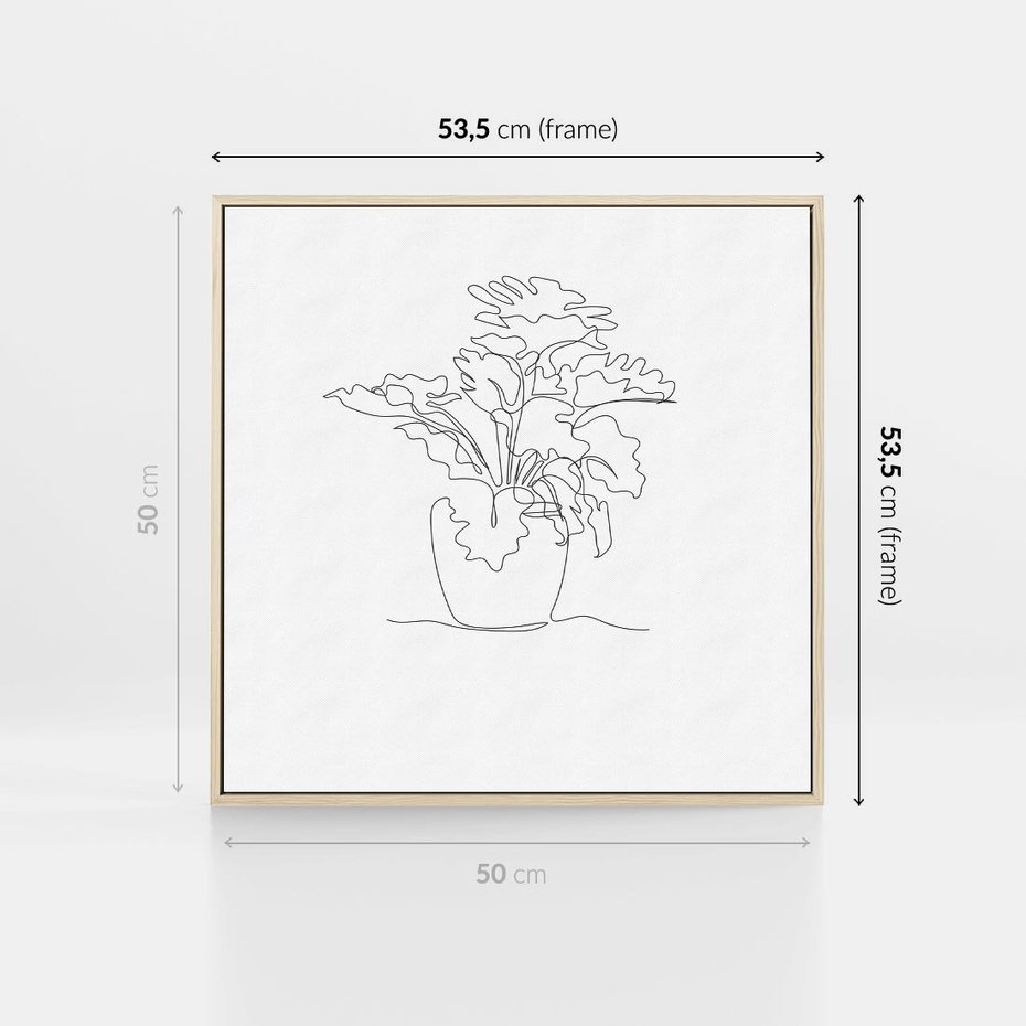 Obraz w ramie 50x50 - Rozkwitające Formy - szkic, minimalizm - rama drewno