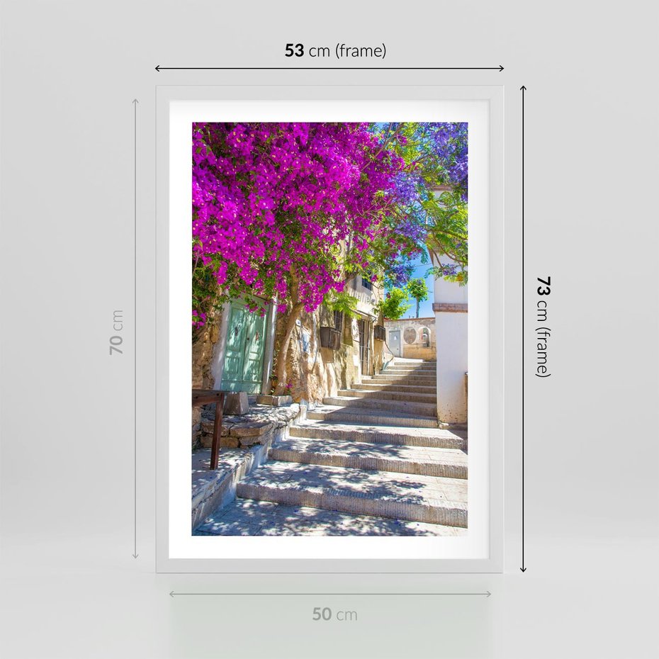 Plakat w ramie 50x70 - Urok Zaklętej Przestrzeni - uliczka, perspektywa - rama biała
