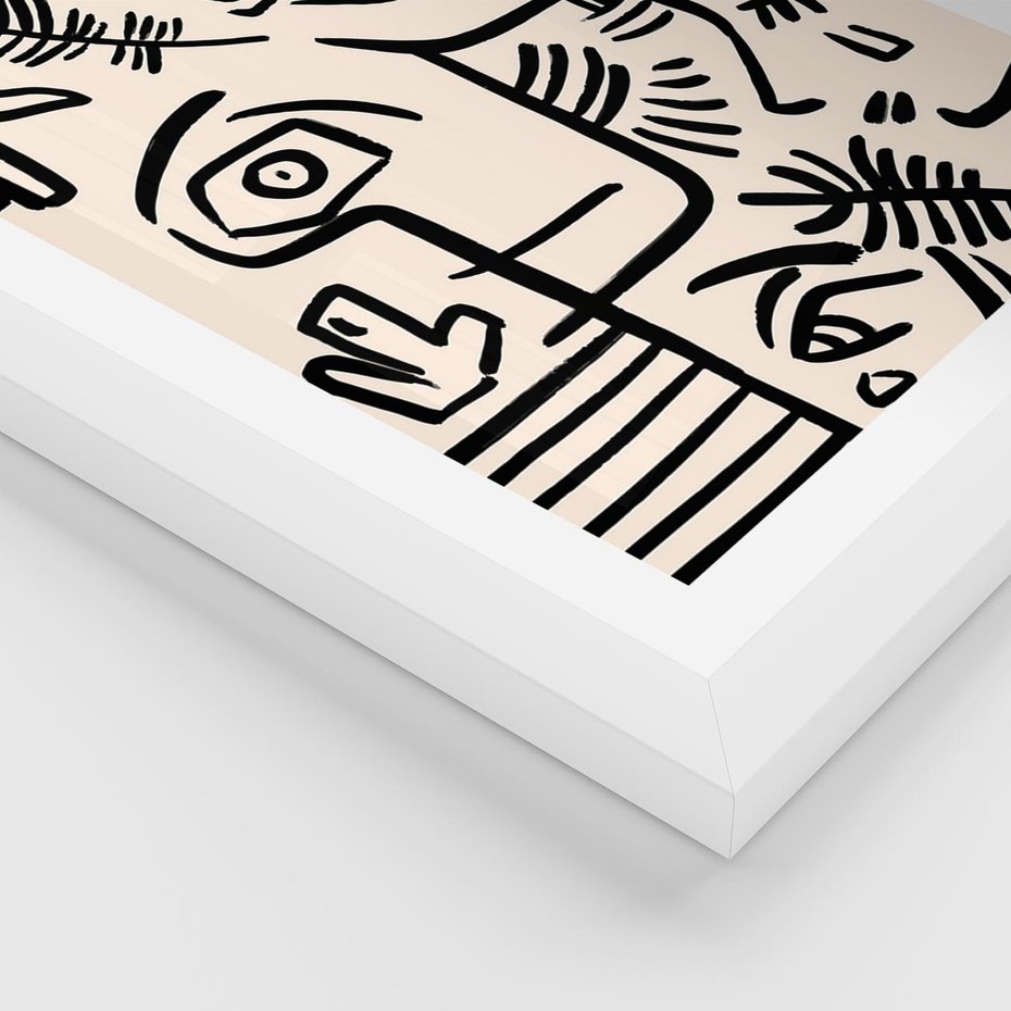 Plakat w ramie 50x70 - Ekspresyjne Odbicia Współczesności - abstrakcyjna grafika, minimalizm - rama biała