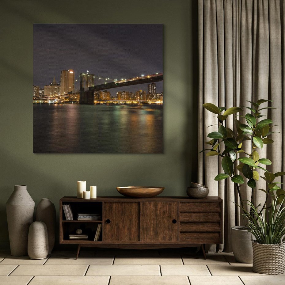 Obraz na płótnie 60x60 - Most nad nowojorską panoramą - most, Nowy Jork