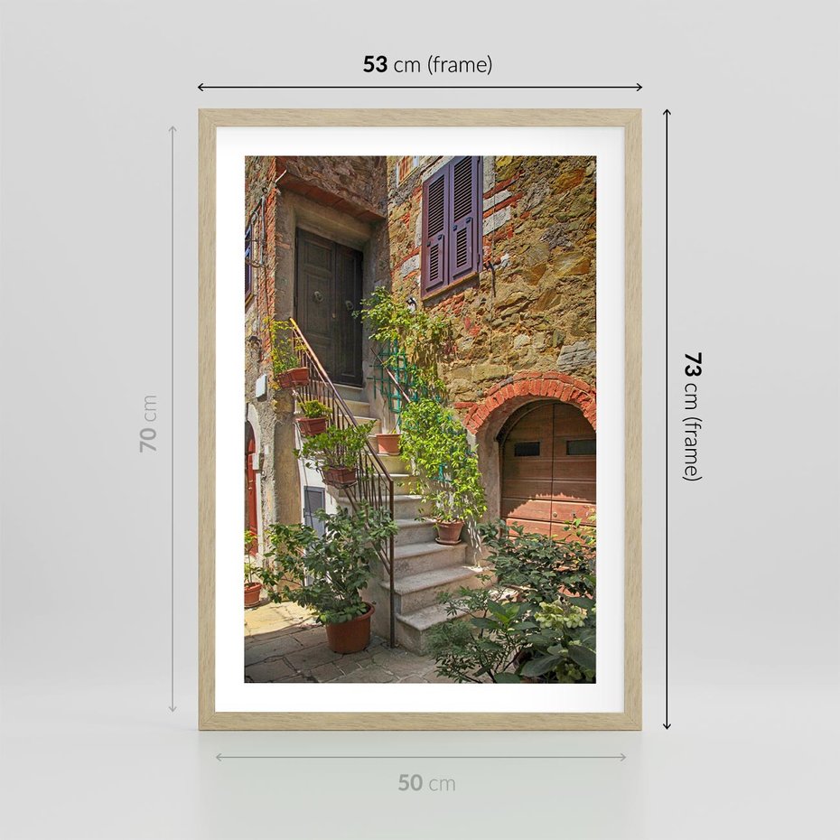 Plakat w ramie 50x70 - Wznies się na wyżyny - schody, perspektywa - rama drewno