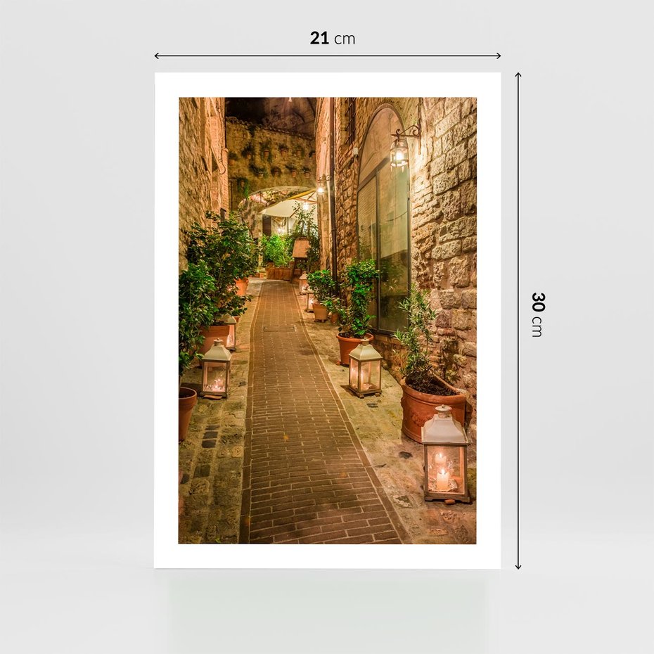 Plakat bez ramy 21x30 - Perspektywa Uliczki Miejskiej - uliczka, perspektywa