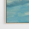 Obraz w ramie 80x120 - Oddechy niebiańskiej materii - olejny obraz, smugi farby przypominają obłoki na błękitnym niebie - rama drewno