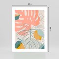 Plakat bez ramy 40x50 - Sztuka Natury: Liście Monstery w Pastelach - nowoczesna grafika, pastelowe liście monstery