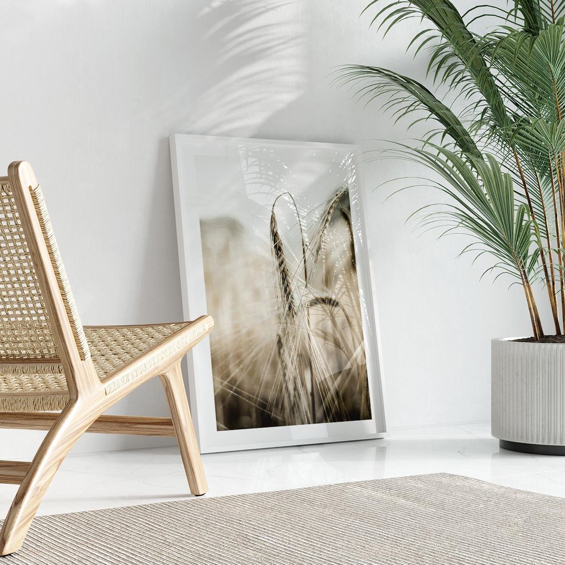 Plakat bez ramy 21x30 - Kłosy Pszenicy w Sepii - zboże, kłos pszenicy