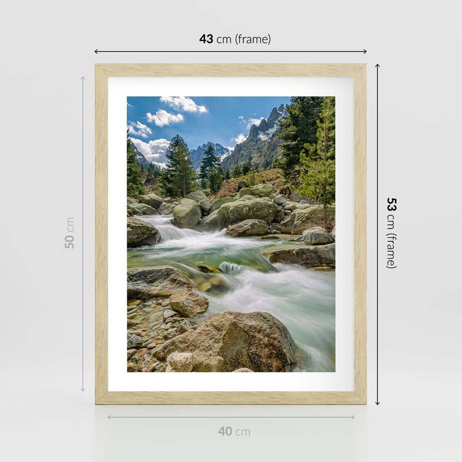 Plakat w ramie 40x50 - Górski strumyk w harmonii - strumyk, górski - rama drewno