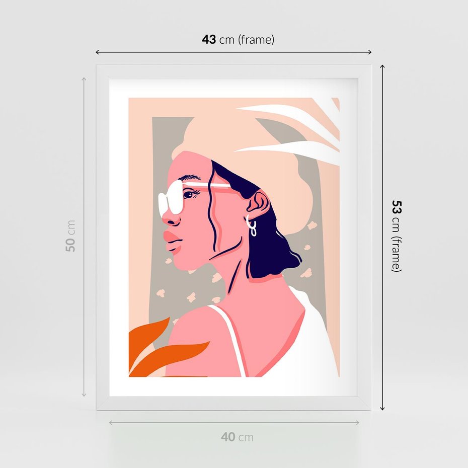 Plakat w ramie 40x50 - Kobieca Esencja - nowoczesny plakat, styl retro - rama biała