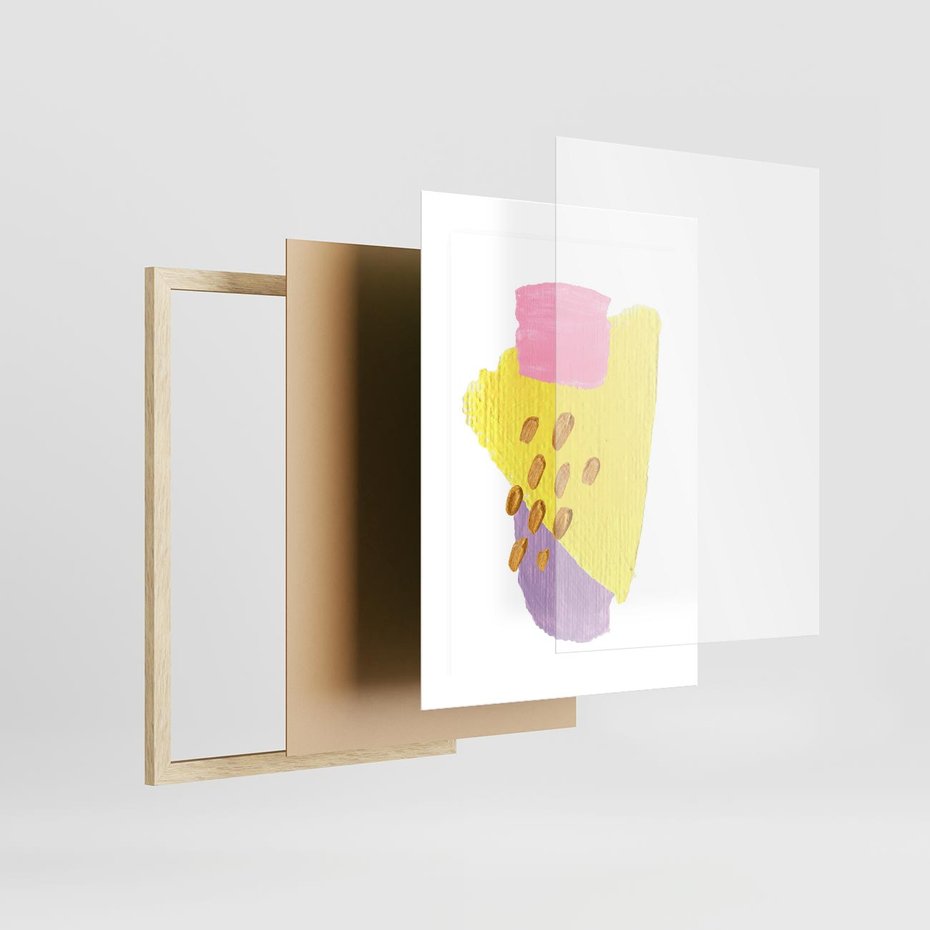 Plakat w ramie 30x40 - Refleksje Akwarelowych Widoków - akwarela, minimalizm - rama drewno