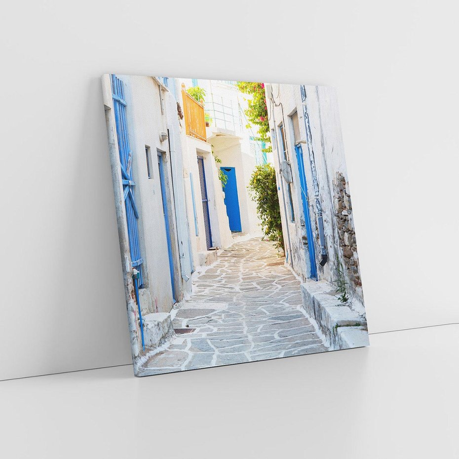 Obraz na płótnie 70x70 - Urok greckiej uliczki - Grecja, wyspa