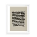 Plakat w ramie 50x70 - Energetyczne Pulsacje Nowości - boho plakat, czarne kropki kreski - rama biała