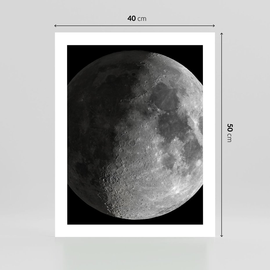 Plakat bez ramy 40x50 - Kontrastowy księżyc w czerni i bieli - księżyc, czarno
