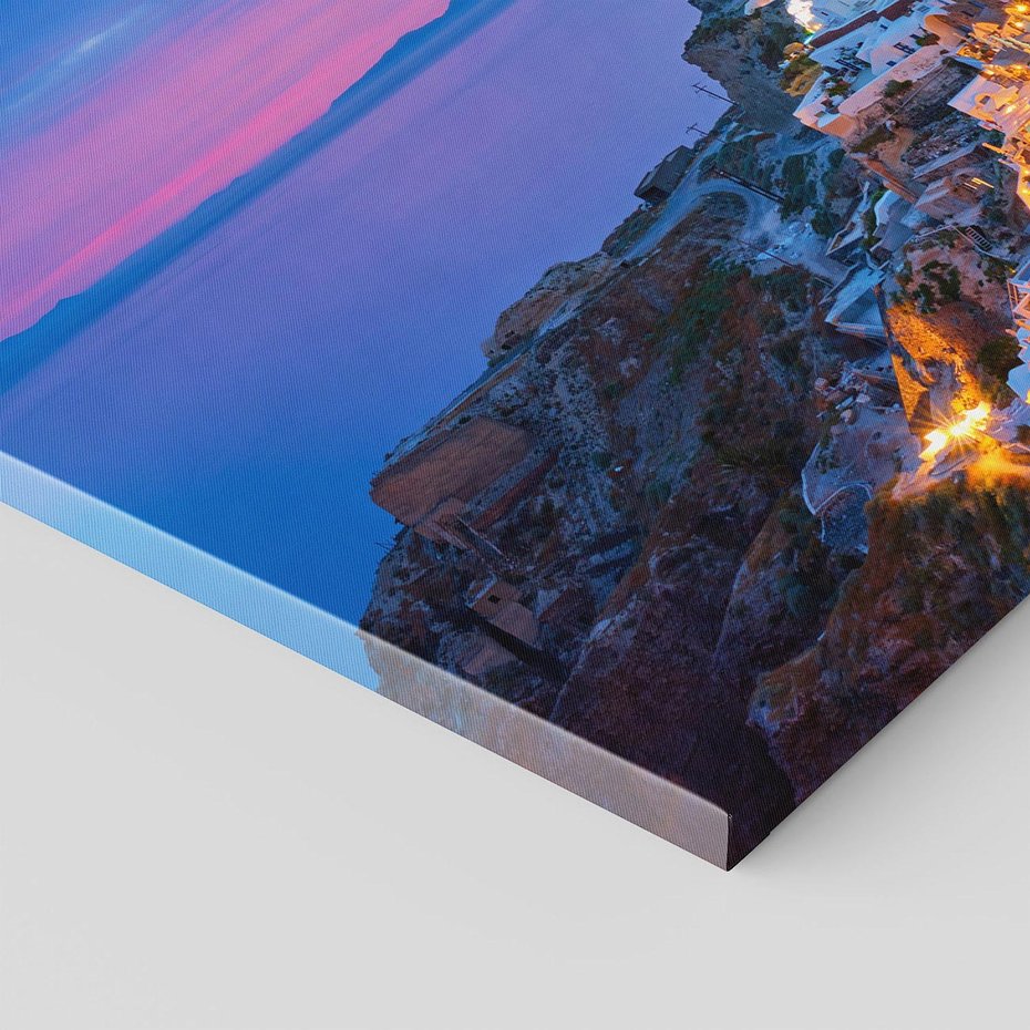 Obraz na płótnie 120x80 - Wyblakłe wspomnienia gwiazd - Santorini, wieczór