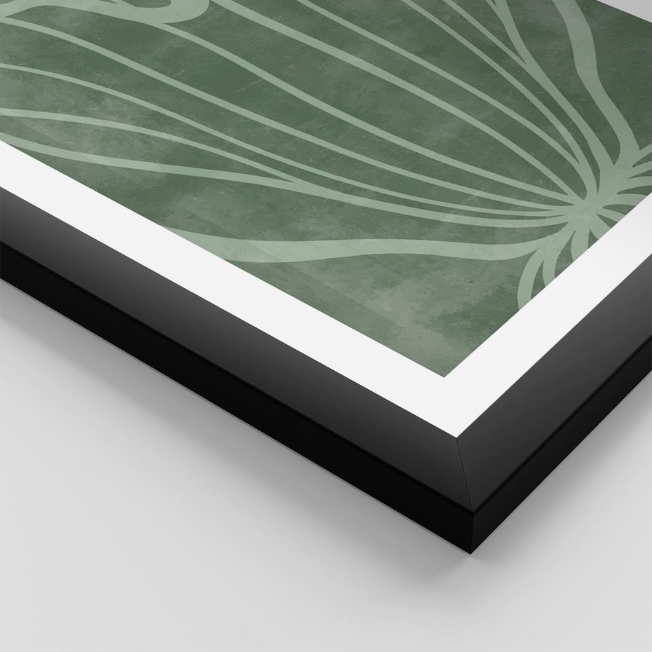 Plakat w ramie 40x50 - Zieleń Kształtująca Spokój - zielony plakat, roślinne inspiracje - rama czarna