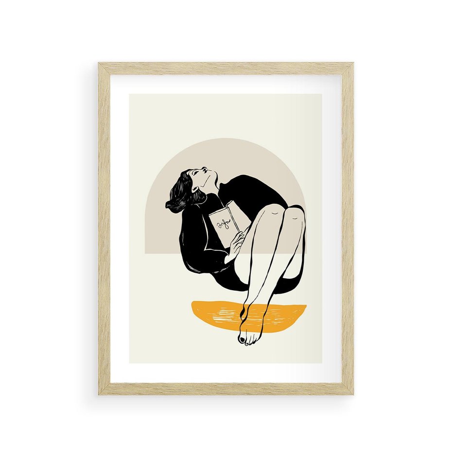 Plakat w ramie 30x40 - Kształt Kobiecego Portretu - grafika, kobieta - rama drewno