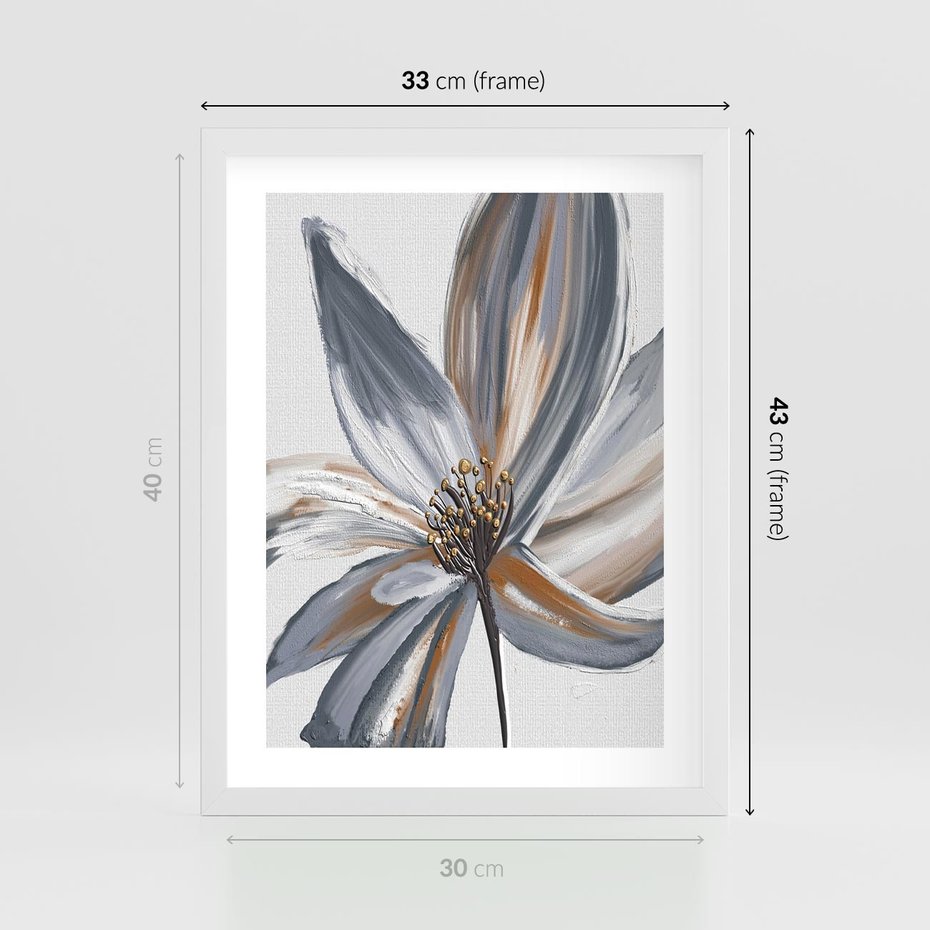 Plakat w ramie 30x40 - Olejne kwiaty - wyraz emocji - kwiaty, malowane - rama biała