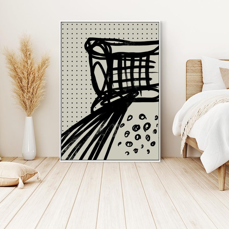 Obraz w ramie 80x120 - Złudne Kontemplacje - abstrakcyjna mroczna kompozycja, nieregularne - rama biała