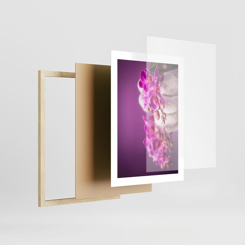 Plakat w ramie 30x40 - Relaksująca orchidea w spa - spa, orchidea - rama drewno