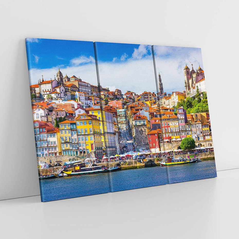 Obraz na płótnie 120x80 - Kolorowa Przystań - nadmorskie miasto, kolorowe budynki