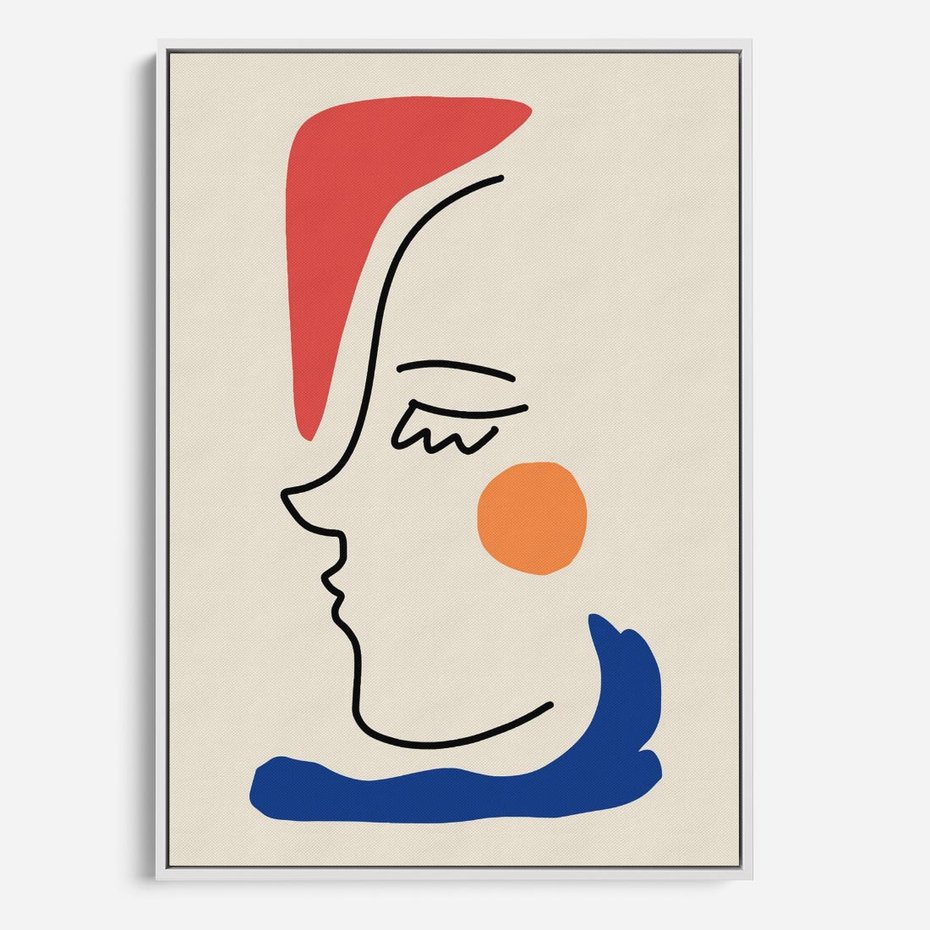 Obraz w ramie 50x70 - Impresje Kształtów - abstrakcyjny obraz, przypomina twarz - rama biała