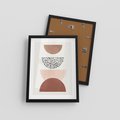 Plakat w ramie 30x40 - Geometryczna Harmonia w Brązach i Beżach - geometryczne kształty, brązy i beże - rama czarna