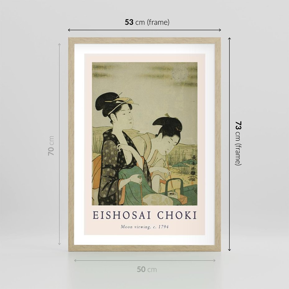 Plakat w ramie 50x70 - Rycina Eishosai Choki - staraa chińska rycina, eishosai choki - rama drewno