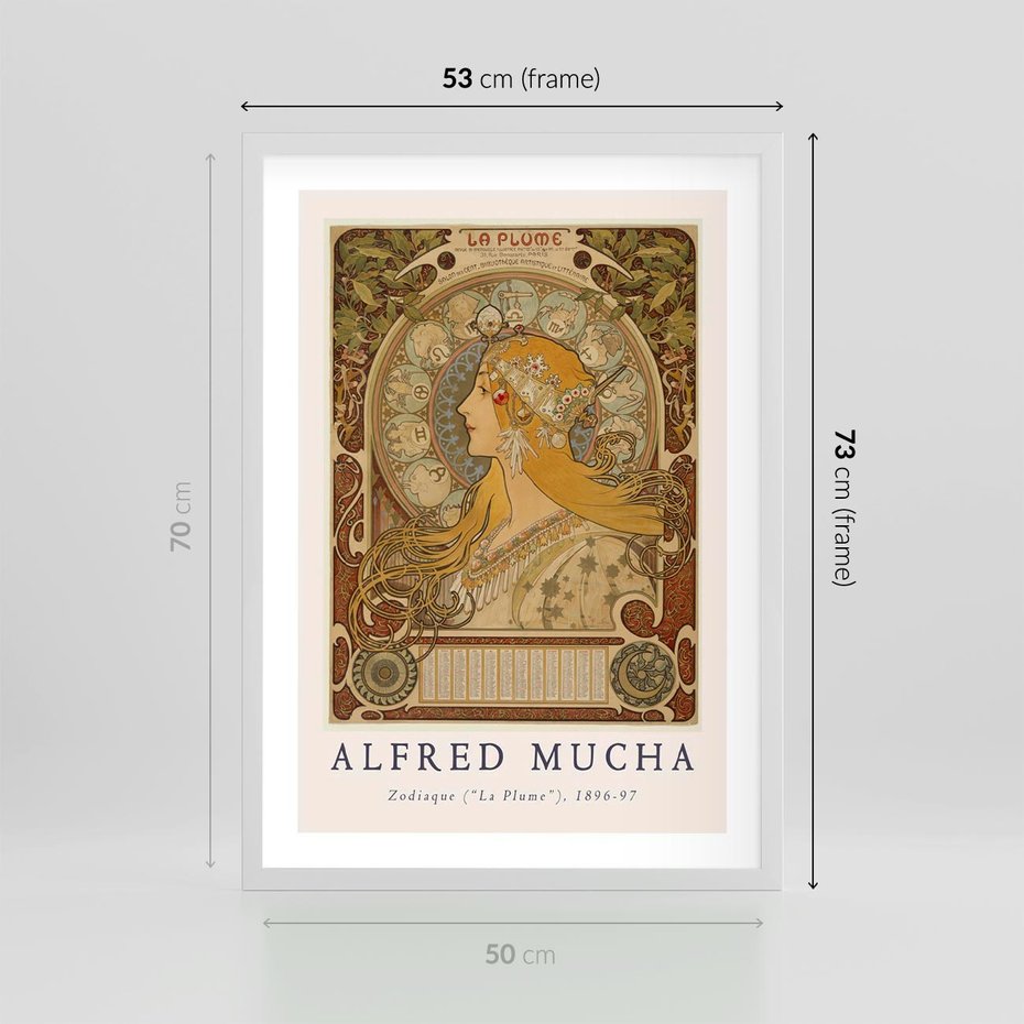 Plakat w ramie 50x70 - Mucha: Reprodukcja i Typografia na Plakacie - reprodukcja, alfons mucha - rama biała