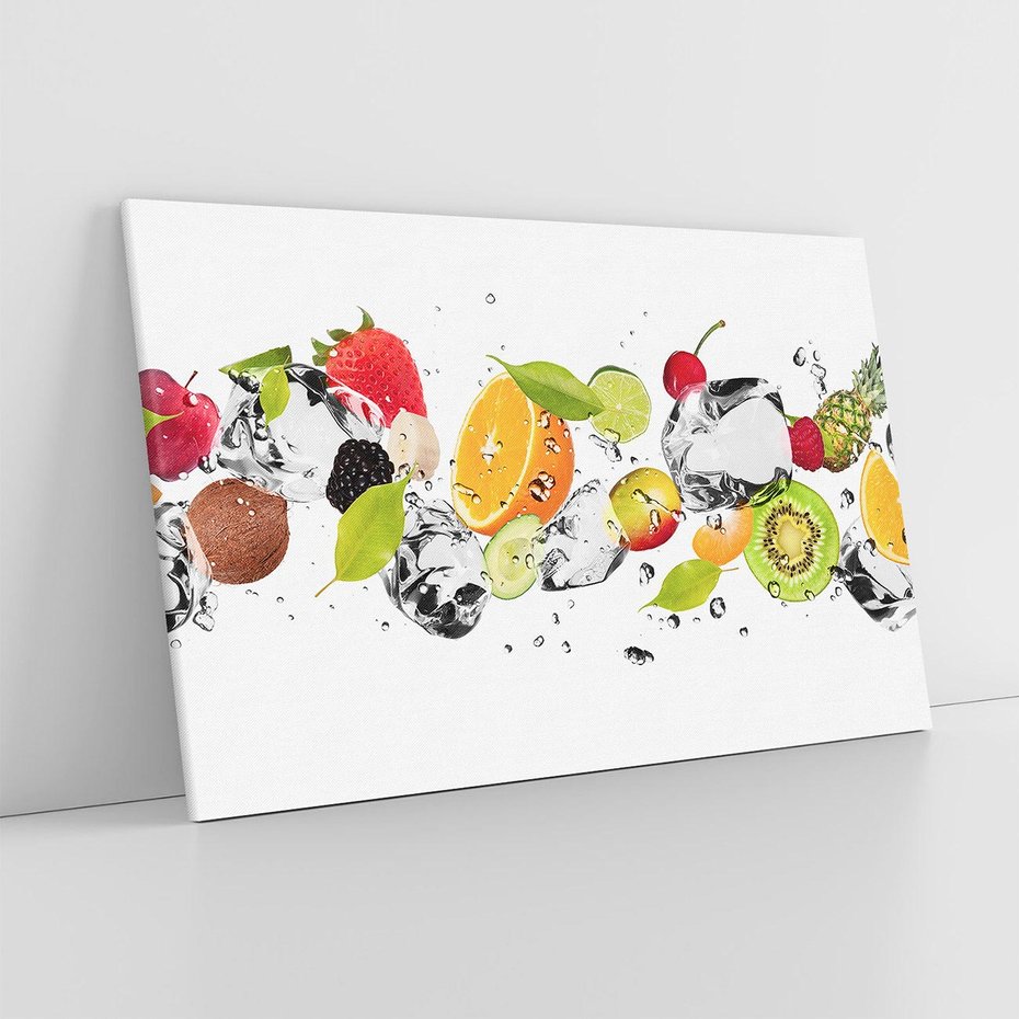 Obraz na płótnie 100x70 - Świeżość letnich owoców - woda, owoce