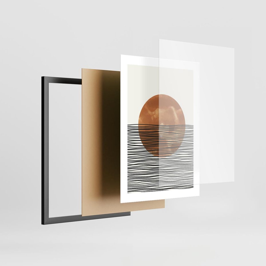 Plakat w ramie 30x40 - Okrąg Mocy - boho obraz, geometria - rama czarna