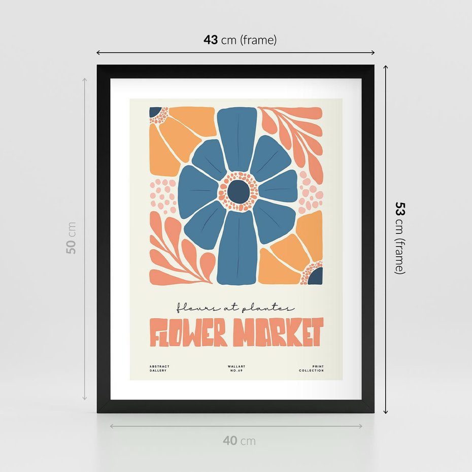 Plakat w ramie 40x50 - Rozbijające Widoki - kwiaty, nowoczesny plakat - rama czarna