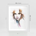Plakat w ramie 30x40 - Abstrakcyjny portret kobiecy - grafika, kobieta - rama biała