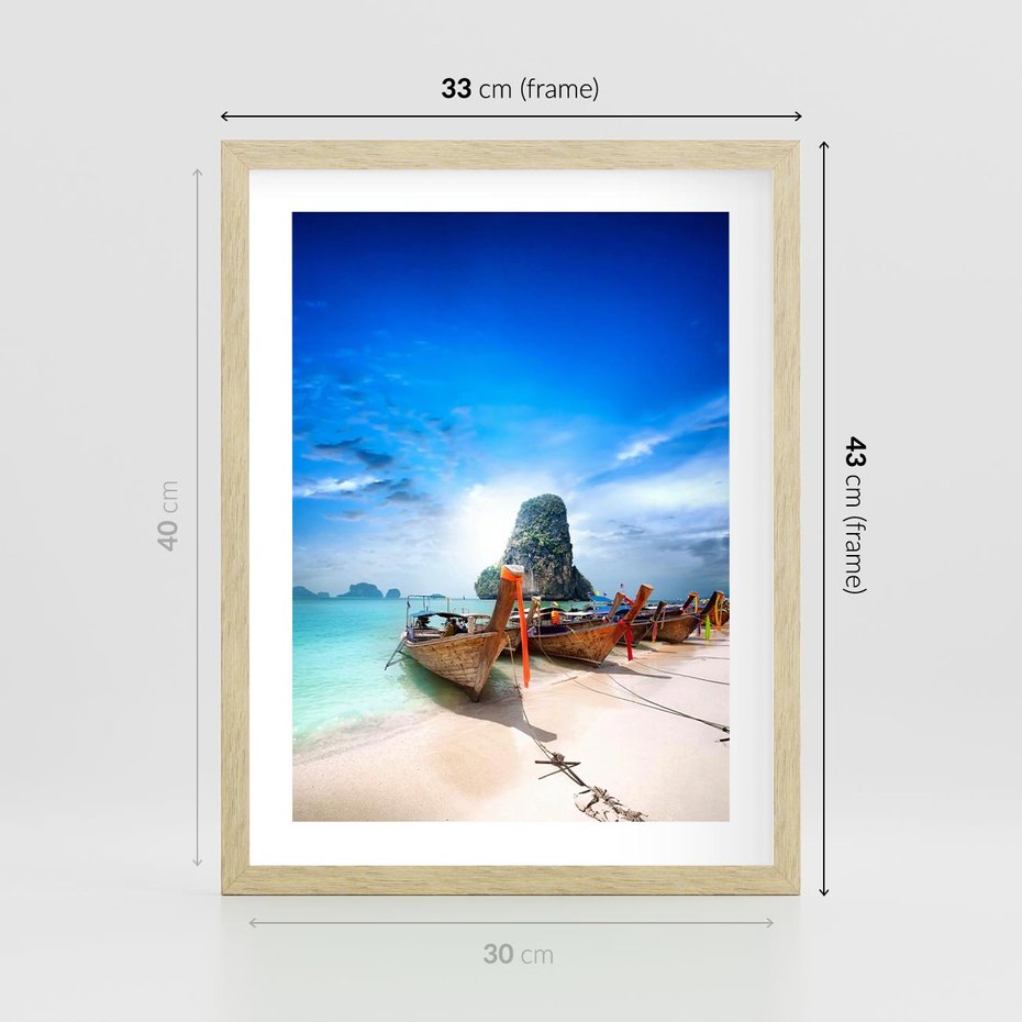Plakat w ramie 30x40 - Morze na Łodzi - morze, łódź - rama drewno