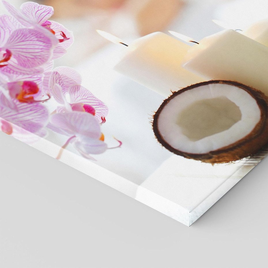 Obraz na płótnie 120x80 - Kokos, świece i kwiaty w SPA - kokos, świece