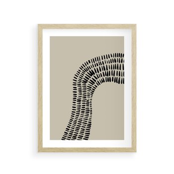 Plakat w ramie 40x50 - Migotliwa Innowacyjna Ekspresja - boho plakat, czarne kropki kreski - rama drewno