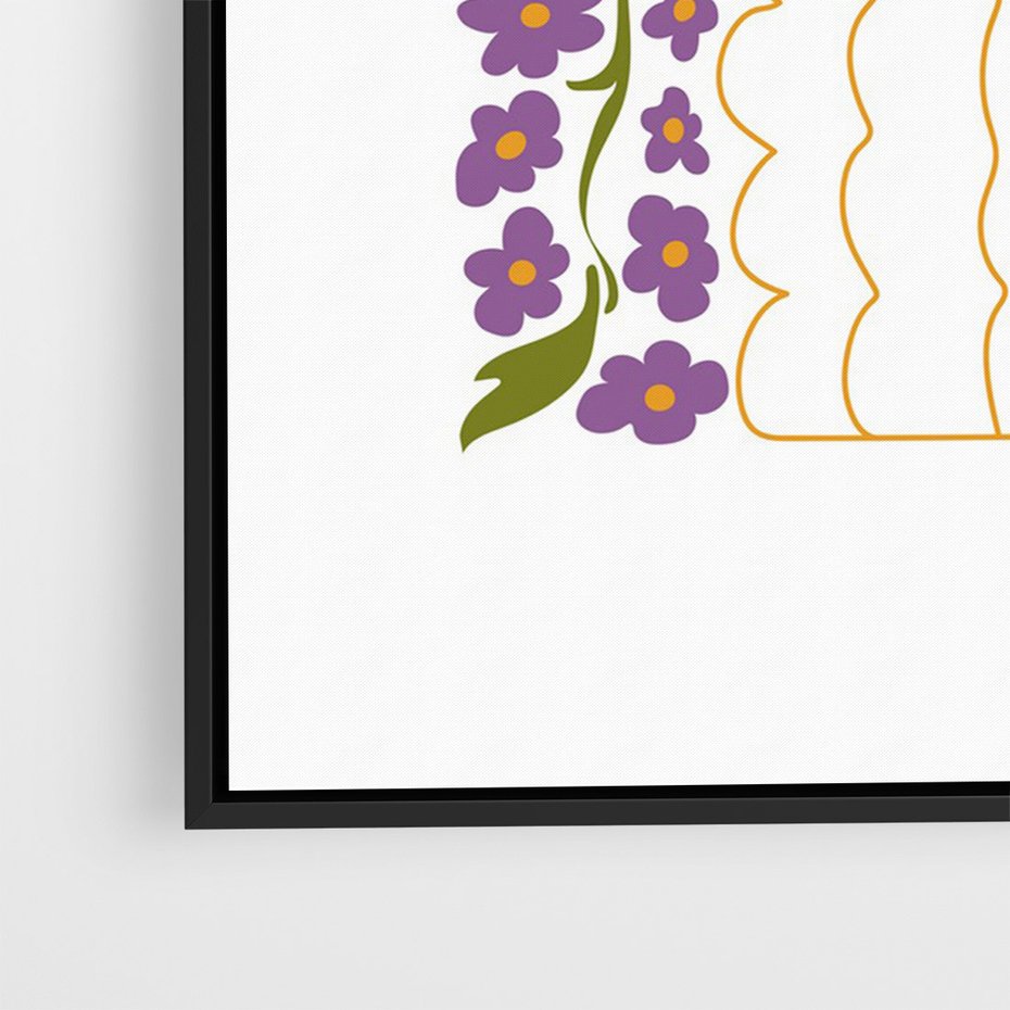 Obraz w ramie 50x70 - Witalność Kwiatów - kwiaty w wazonie, minimalistyczna kompozycja - rama czarna