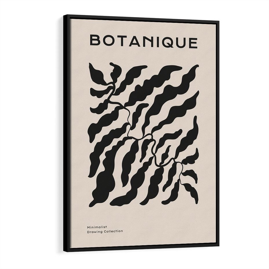 Obraz w ramie 70x100 - Księga Odbić - abstrakcyjne liśćie, roślinne motywy - rama czarna